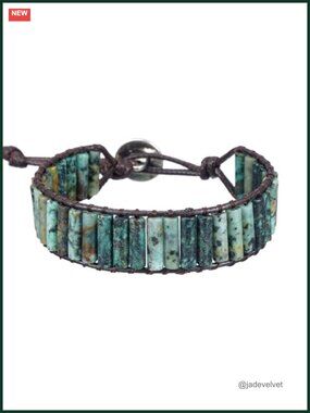 Boho Handmade Natural Stone Crystal Leather Wrap Bracelet